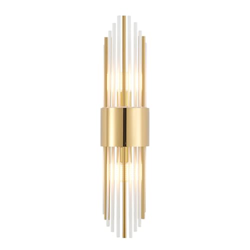 Ondersley Modern Gold Crystal Wall Sconce, Gold Wall Light Vertical