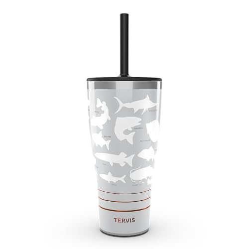 Tervis Traveler Fishing - Fish Finder Triple Walled Insulated Tumbler Travel Cup Keeps Drinks Cold & Hot, 30oz with Straw Lid, Stainless Steel