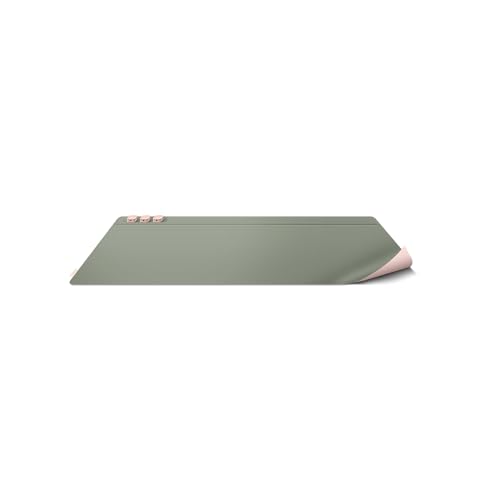 UNIQ Hagen™ Leather Desk Mat (Blush Pink/Mist Grey) - Premium Reversible Duo Workspace Organizer