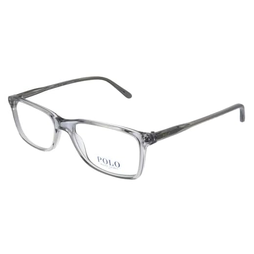 Polo Ralph Lauren Armação retangular masculina Ph2155 para óculos de grau, Cinza transparente, 54 mm