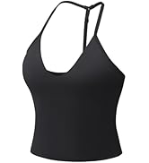 YEOREO Women's Impact Halter Tank Top Strappy Padded Halter Open Back Deep V Neck Built-in Bra Wo...