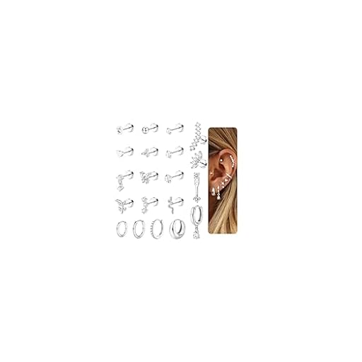 LOLIAS 20Pcs Pendientes Acero Inoxidable Piercing Mujer Oreja Acero Quirúrgico Tragus Anneal Oreille Cartilago Conch Helix Plata | Ya disponible en tu tienda friki favorita! En mundofriki.es!