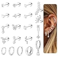 LOLIAS 20Pcs Pendientes Acero Inoxidable Piercing Mujer Oreja