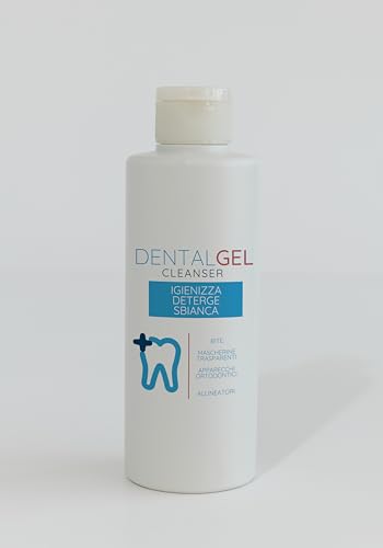 DENTAL GEL CLEANSER - E' un Gel Detergente Igienizzante e Sbiancante per l’igiene quotidiana di Mascherine Trasparenti Apparecchi Ortodontici Protesi Dentarie e Bite (100 ml 1 pezzo)
