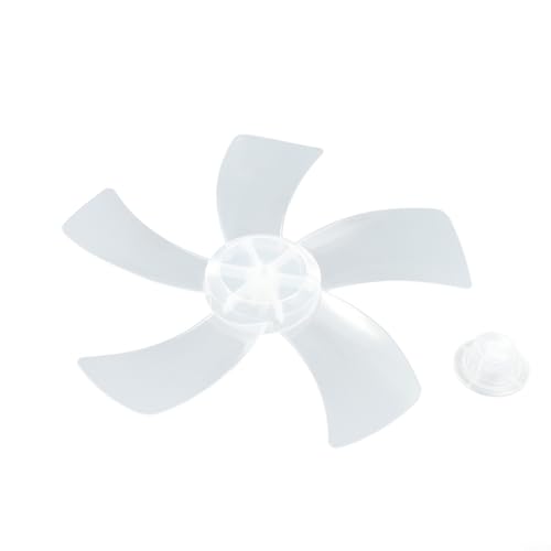 Entgoinggo 5 Leaves 12 Inch Household Fan Blade Replacement With Nut Cover, Plastic Fan Blade Replacement For Stand Or Desk Fans(White)