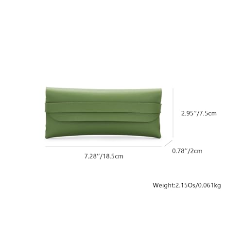 Image of Faux Leather Pen and Pencil Case with Tuck in Flap Stationery Bag for Student Lightweight Design (Faux Leather,Green /FL)