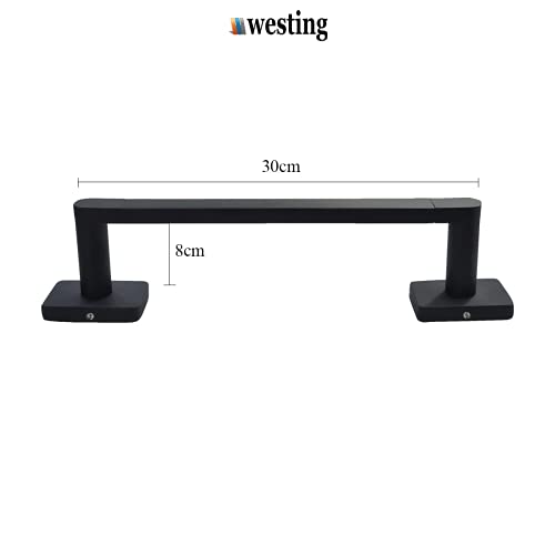 Porta Toalha de 30cm em Aço Inoxidável para banheiro Toalheiro Linha Prime Preto Fosco lavabo - West