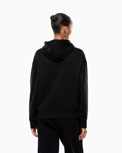 Emporio Armani EA7 Felpa Da Donan Con Cappuccio Visibility In Misto Cotone Felpato (It, Testo, S, Regular, Regular, Nero/Oro) - 3