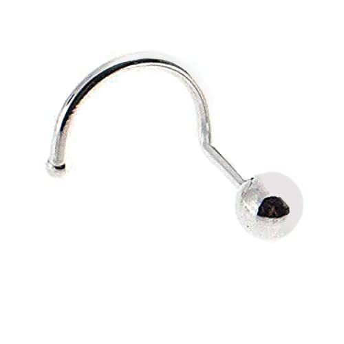 Sterling Silver Nose Stud Screw Shaped Nose Ball, Flower