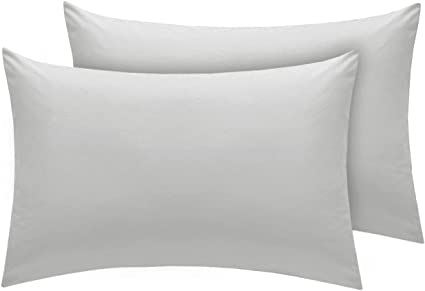 Nightzone Silver Pillowcase Pack Of 2 Housewife Luxury Percale Pillowcase 50X75cm 100% Polycotton Plain Dyed Pillow Cases (50 X 75 Cm, )