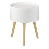 EUGAD Mesita de Noche Mesitas de café Mesa de Centro Mesa Auxiliar con Compartimento de Almacenamiento, Patas de Madera MDF 38x38x48,5cm Blanco 0075ZZ