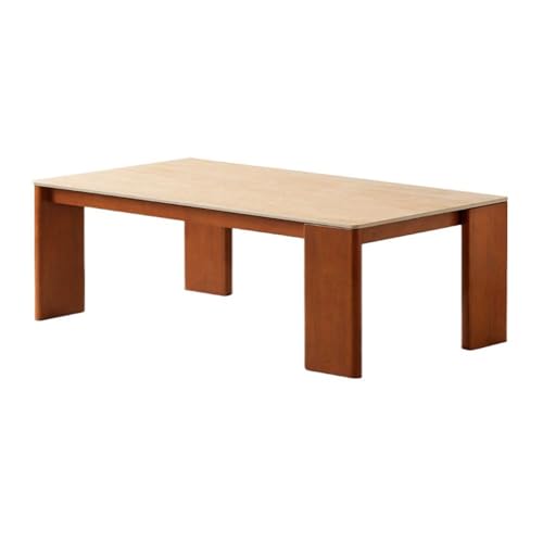 ZKALQECNF Centro Mesa de Centro Madera cálida Superficie Rectangular Patas Bloque Grueso decoración Central Sala Estar Café
