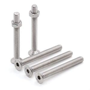 Glvaner M6-1.0 x 45mm Flat Socket Head Cap Screws and M6-1.0 Hex Nuts, 304 Stainless Steel 18-8, Full Coarse Thread - Image 4