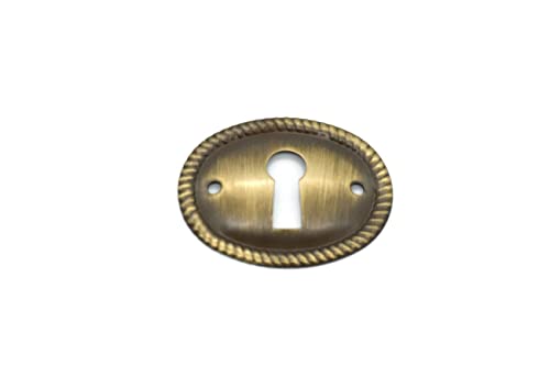 Furniture Keyhole Cover Plate 1-1/2\" Cabinet Furniture Lock Escutcheon Brass Key Hole Cover Antique Victorian Locks - Antiqued