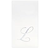 Gift Boutique 100 Silver Monogram on White Guest Napkins Letter L Disposable Paper Pack Elegant Metallic Silver Foil Dinner Hand Napkin for Bathroom Powder Room Wedding Holiday Decorative Towels