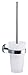 Price comparison product image tesa SMOOZ Toilet Brush Set - No Drill High-Quality Toilet Brush With Frosted Glass Container - Includes Removable Glue Solution