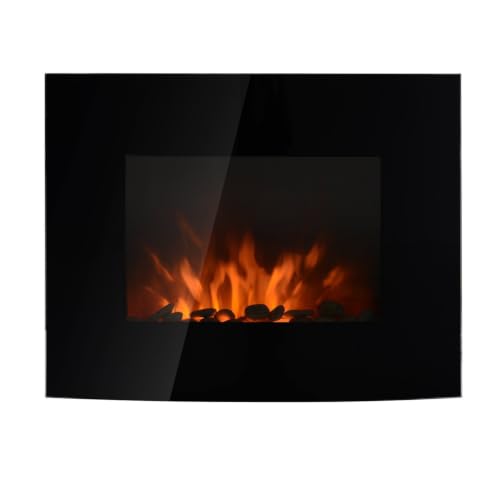 HOMCOM Chimenea Eléctrica de Pared 900/1800W para Sala 25-30 m² Negro