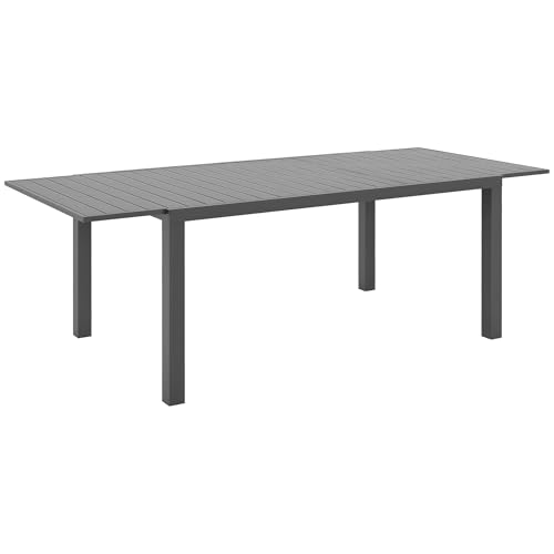 Allen Roth Townsend Rectangle Extendable Outdoor Dining Table Review & Buying Guide 10 Outsunny Expandable Patio Table, Rectangle Patio Table, Outdoor Dining Table for 6-8 People with Aluminum Frame & Slatted Tabletop for Garden, Lawn, Balcony, Terrace, Charcoal Gray