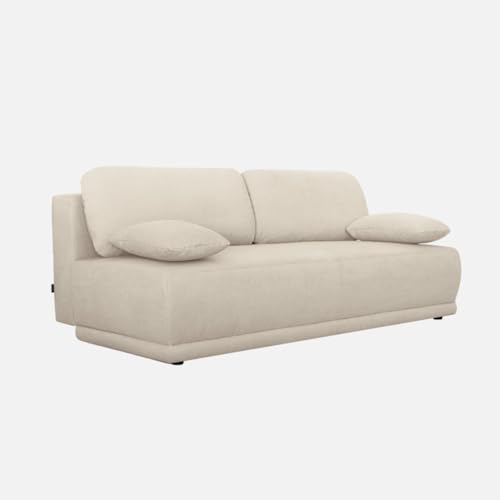 sweeek-Sofá Cama de Chenilla, 3 plazas Gris Beige - 192x100x81 cm