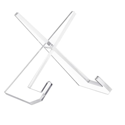 Acrylic Cookbook Stand for Kitchen Counter, Recipe Book Holder with Page Stopper & 2 Sturdy Feet for Cooking & Reading - Povtor