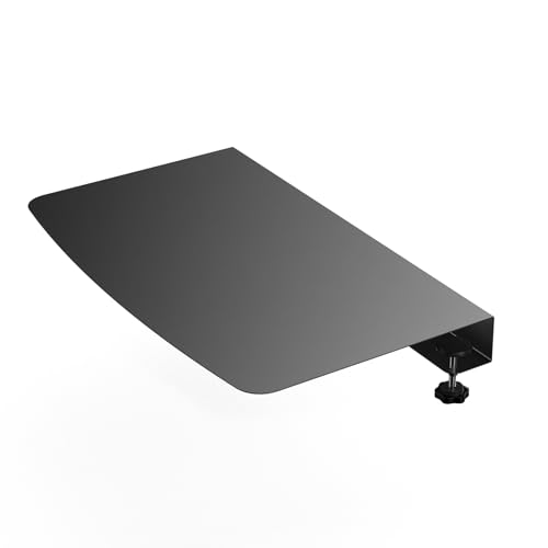 BOUNHOHE 17 inch Clamp-on Corner Desk Connector Sleeve Plate, L Desk Platform Extender Attachment, Corner Desk mat - Black
