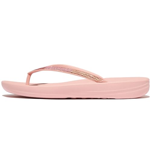 Image of FitFlop Womens iQushion Sparkle Ergonomic Flip Flops for Walking, Lightweight Waterproof Cushioned Thong Sandals for Women with Non Slip Bottom and Arch Support | Lightweight Waterproof Walking Sandals w /Cushioned Comfort & Arch Support