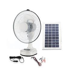 one store AC DC Rechargeable 12-Inch Table Fan with 30-Watt Solar Panel and 12V 7Ah Battery Included - Portable, Energy-Efficient, and Eco-Friendly
