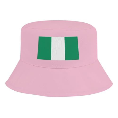 Kids Sun Hat Nigeria Flag Bucket Hat for Girls & Boys,Lightweight Nylon Packable Fun & Cool Reversible