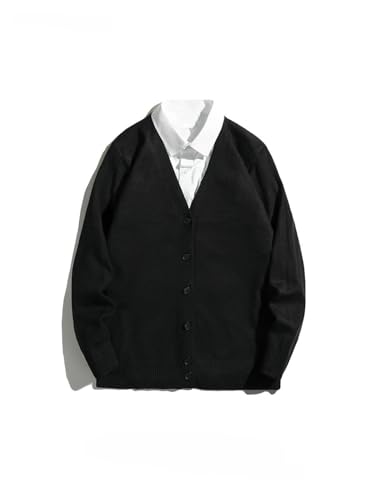 Men’S Fake Two-Piece V-Neck Sweater Pullover Layered Look Gentle Casual Versatile Loose Fit Knitted Top Long Sleeve2