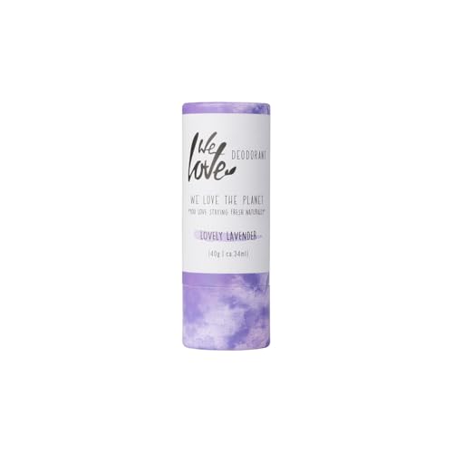 WE LOVE THE PLANET - Natürlicher Deo-Stick Lovely Lavender, 40g – Aluminiumfrei – Anti-Achselgeruch, langanhaltender Schutz – Plastikfrei – Ohne Tierversuche – Unisex – 1 Deo reicht ca. 2-3 Monate!