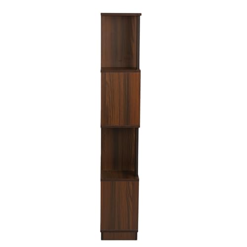 Image of Nilkamal Checkers Neo 4 Tier Engineered Wood Open Book Shelf|1 Year Warranty |Book Cabinet, Book Storage|for Living Room, Office, Library|Walnut