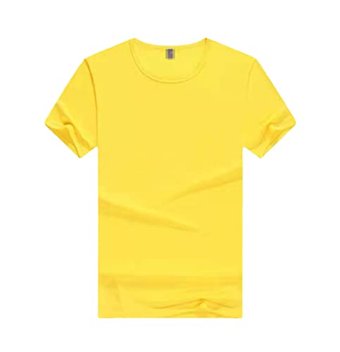 T-shirt décontracté col rond jaune pour les vacances d'été