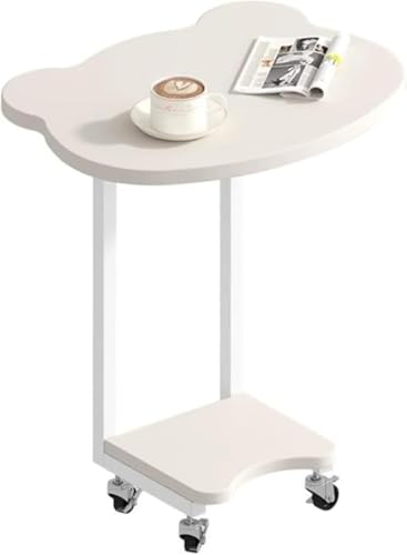 KOKUMON キャスター付き 取り外し可能ベッドサイドテーブル ハイキャスター 移動可能な小型テーブル