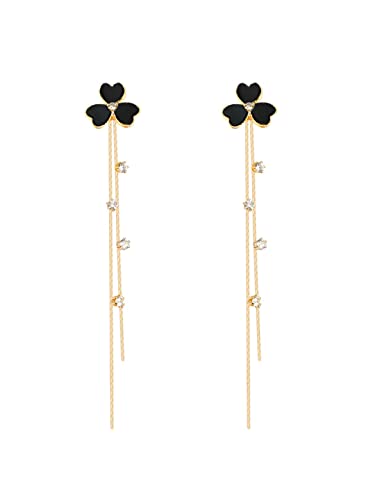 Yellow Chimes Earrings For Women Gold Tone Black Triple Heart Shape With Linear Long Chain Dangle Earring For Women and Girls Yellow Chimes Earrings For Women Gold Tone Black Triple Heart Shape With Linear Long Chain Dangle Earring For Women and Girls