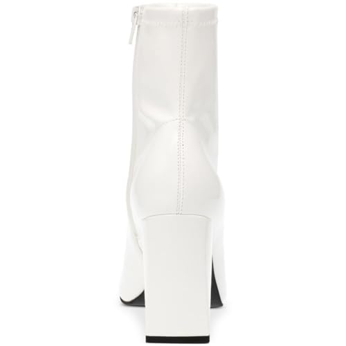 Wild Pair Womens Iloise Patent Block Heel Booties White 8 Medium (B,M)3