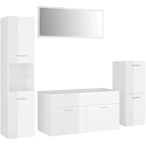 vidaXL High Gloss White Bathroom Furniture Set Cover