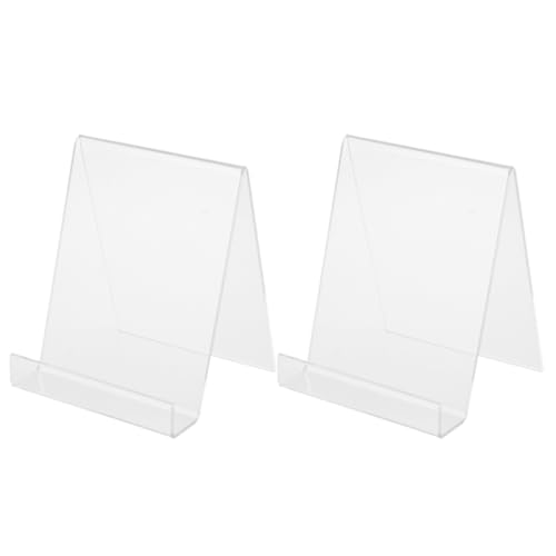 DEARMAMY Lot de 2 Présentoirs à Livres en Acrylique Transparent Étagères Inclinées pour Livres Albums et Photos Support Polyvalent pour Bureau Magasin et Présentation Intérieure