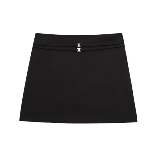 Solid Color Short Trouser Skirt Retro High Waist Zipper Women's Casual Mini Skirt2