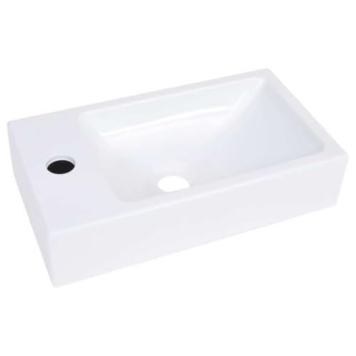 vidaXL Lavabo Vasque à Poser de Toilette Lave-mains de Salle de Bain Lavabo de Salle Cosmétique Maison Intérieur 400x220x90 mm SMC Blanc