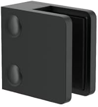 Sellon24® Glashalter Eckig Zamak Glasklemme Zink RAL 9005 Geländer Schwarz 45x45 mm (Schwarz 8,76 mm)