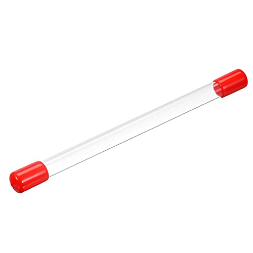 Image of PATIKIL Clear Rigid Tube Round Plastic Tubing with Red Rubber Caps Polycarbonate Water Pipe, 305mm / 12 Inch Length, 10mmx12mm /0.4 inchx0.47 inch, 1 Set