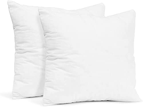 Empyrean Bedding Throw Pillow Insert – 18 x 18 Inches Decorative Pillows – Cotton Blend Outer Shell Indoor & Outdoor Pillows (Pack of 2, White)