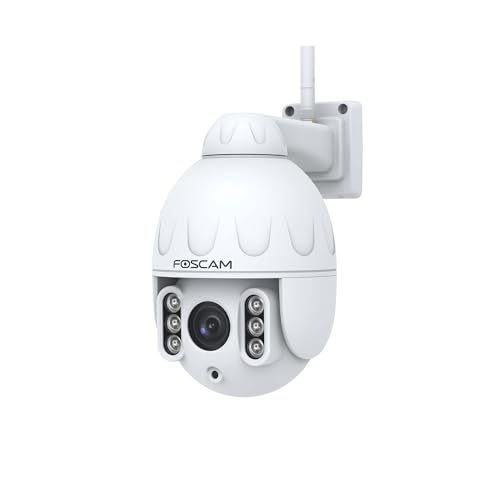 Caméra d'Extérieur IP SD4 - WiFI Dôme - Rotation PTZ, 4MP, Zoom Optique x4 - Rotation Horizontale 350°/Verticale 90° - Vision Nocturne 50m - IP66 - Compatible Alexa...