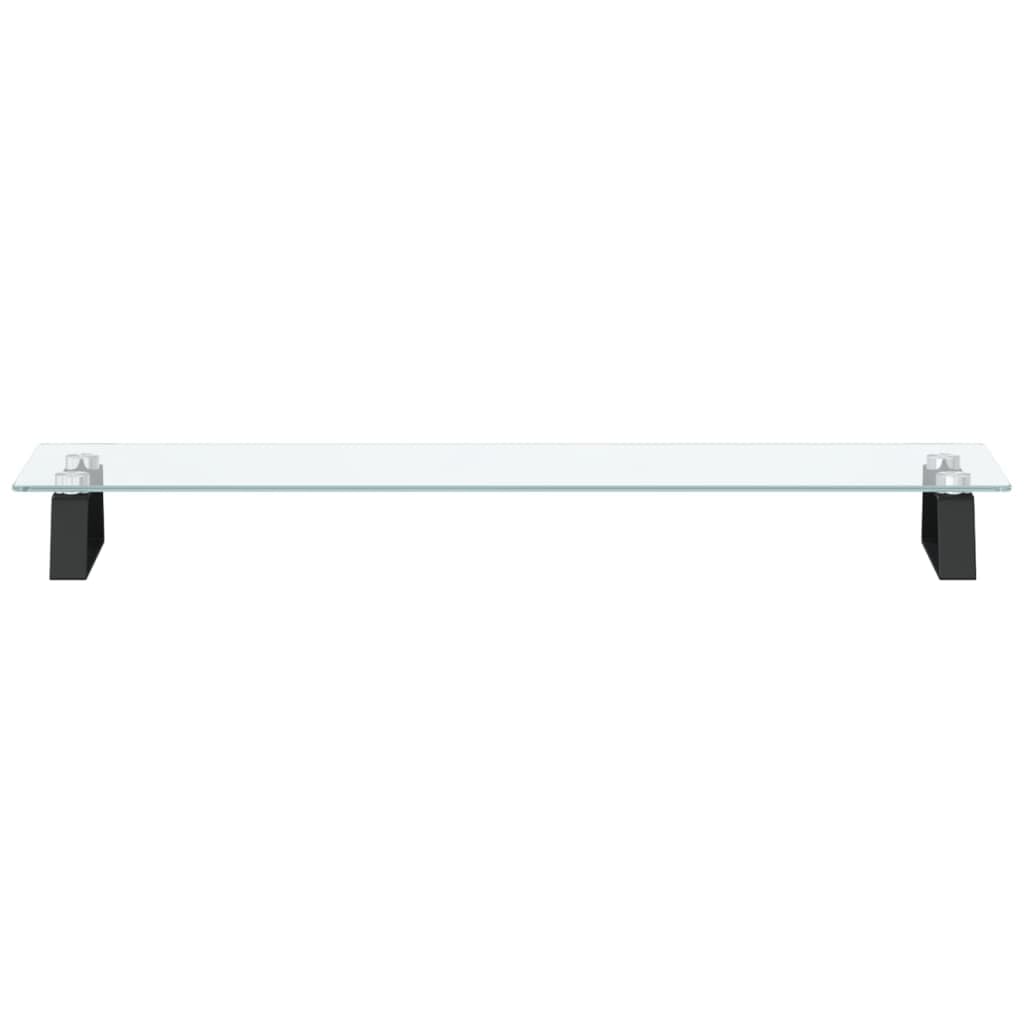 Supporto per monitor nero, 80 x 20 x 8 cm, vetro temperato, metallo, ergonomico, regolabile in altezza, per postazione di lavoro, ufficio, casa, gaming, semplice da scrivania