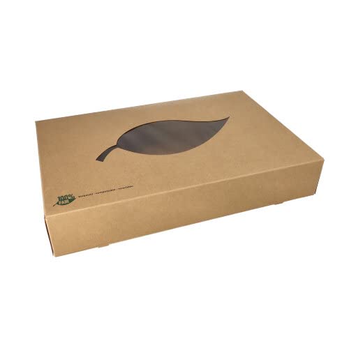 Papstar 50 cartoni per trasporto e catering, cartone Pure 8 cm x 46,4 cm x 31,3 cm marrone 0% Fair con finestra in PLA