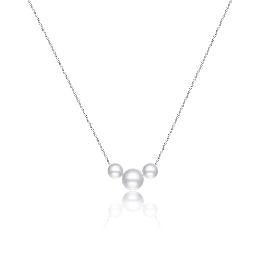 Pearl Necklaces for Women 14K Gold Plated Dainty Gold Pearl Pendant Necklace Layered Pearl Chain Necklace Freshwater Pearl Necklace Everyday Jewelry Gift for Girls