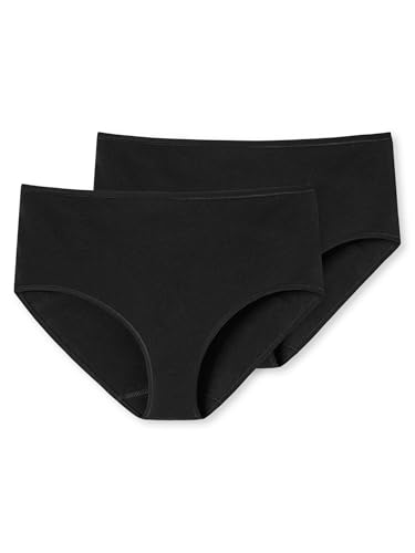 Schiesser Damen 2 Pack Midi Slip Bio Baumwolle - 95/5 Organic Unterwäsche, Schwarz_174834, 48 EU