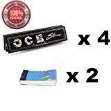 LetterBox King Size Black Rolling Paper Pack of 4 Booklets + 2 Roach Pad (128 Leaves in The Box) Assorted Hookah Flavor