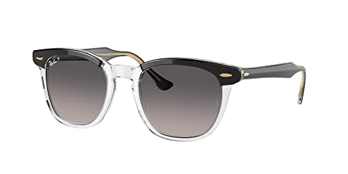 Ray-Ban RB2298F Hawkeye Low Bridge Fit Square Sunglasses, Black On Transparent/Grey Gradient Polarized, 54 mm