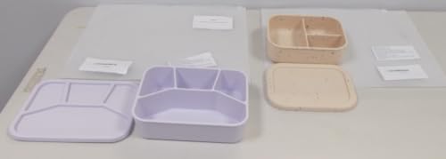 Image of Ullabelle Silicone Bento Lunch Box for Kids - Set of 2, 3-Compartment Snack Containers for Toddlers & Baby, Leak Resistant Food Storage, BPA Free Dishwasher Safe Lunchbox for School (Green Blue)